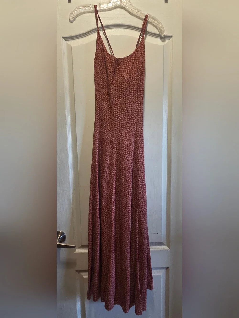 Vintage 90s Ann Taylor Made in USA 100% Rayon Geometric Maxi Slip Dress 10